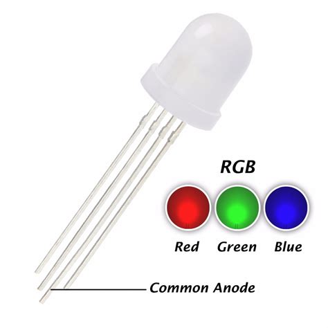 50pcs Frosted 10mm Rgb Led Diode Lights Common Anode 20ma Tricolor Dif