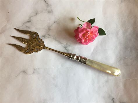 Antique Sterling Silver And Mother Of Pearl Bread Fork Etsy