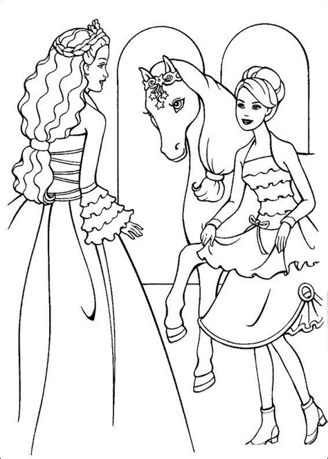 Animals for girls coloring pages. Disney Coloring Pages : Barbie Princess and A Magic Horse