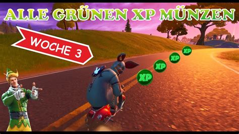 Fortnite gold xp coins locations guide for week 6 season 3 shows you where to find all three coins this week, so you can get the experience boost. Alle grünen XP Münzen Woche 3 | Alle ORTE wo finden ...