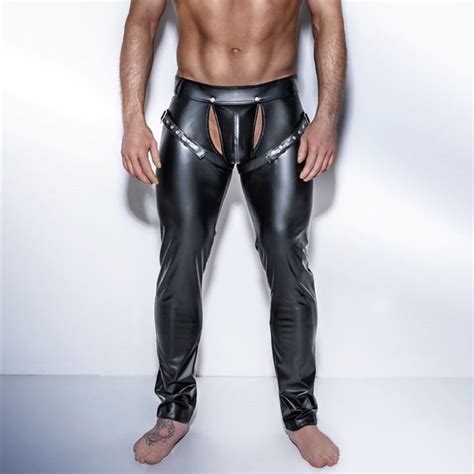 buy new arrivals pu leather men sexy bodysuit faux latex male erotic jumpsuit