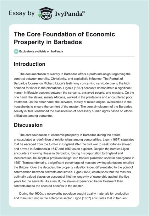 The Core Foundation Of Economic Prosperity In Barbados 592 Words
