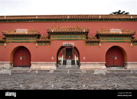 Three Gates Of Forbidden City Palace In Classic Chinese Architectural
