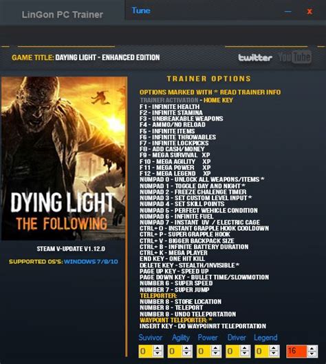 Dying Light The Following V Trainer Cheats Codes Pc Games