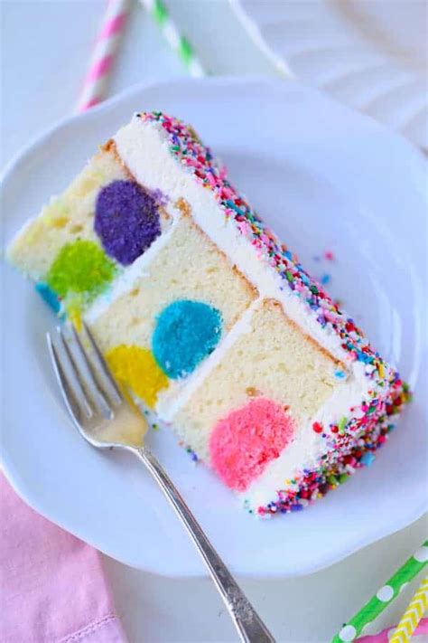 Rainbow Sprinkles Polka Dot Surprise Cake Mom Loves Baking