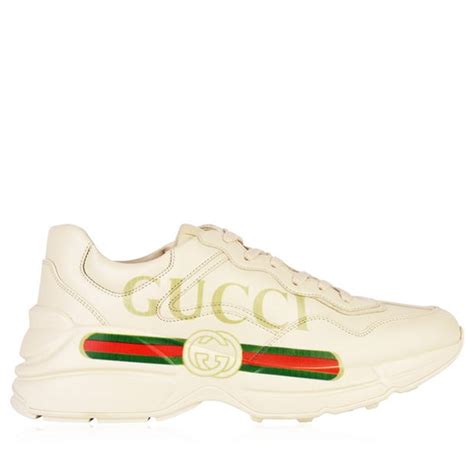Gucci Rhyton Fake Logo Leather Trainers Women Chunky Trainers
