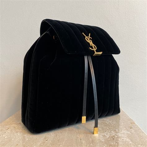 Authentic Yves Saint Laurent Black Velvet Backpack Valamode