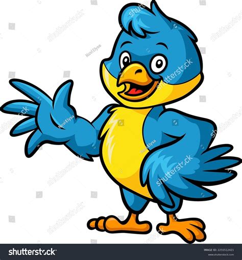 Cute Happy Blue Bird Waving Hand Stock Vector Royalty Free 2255512421