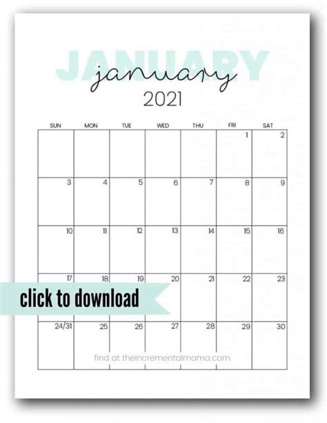 Free Cute Printable Calendar 2021 Pdf