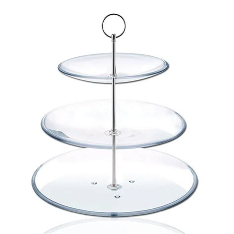 Uesh 8 Sets 3 Tier Cake Plate Stand Handle Fittings Silver For Tea Shop