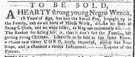 Slavery Advertisements Published April 9 1770 The Adverts 250 Project