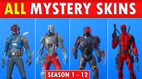 All Secretmystery Fortnite Skins Season 1 To Season 12 Evolution Of Fortnite Battle Royale