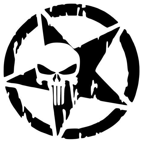 Vinyl Decal Army Star Ripped Skull Punisher Sticker Car Window Bumper