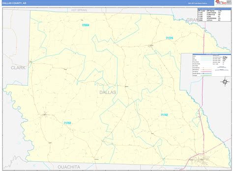 Dallas County Ar Zip Code Wall Map Basic Style By Marketmaps