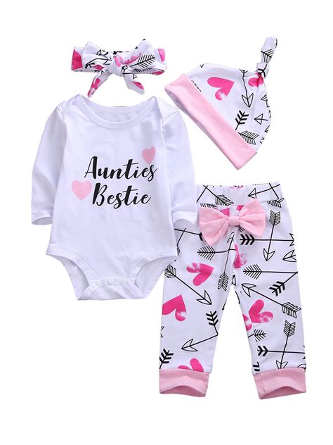 Newborn Girls Clothes Baby Romper Outfit Pants Set Long Sleeve Toddler