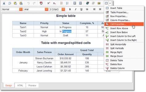 Aspnet Html Editor New Table Cell Split And Merge Feature
