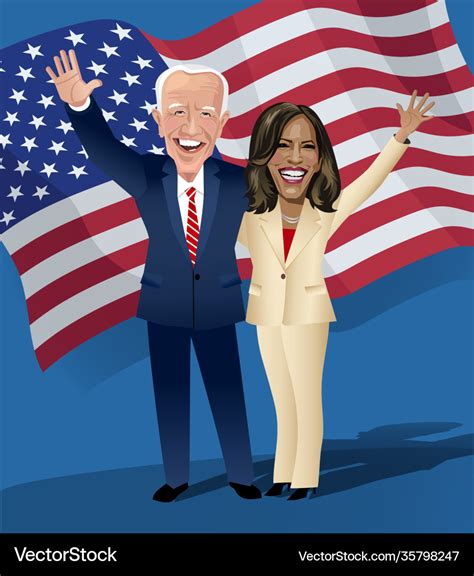 Cartoon Drawing Joe Biden And Kamala Harris Vector Image