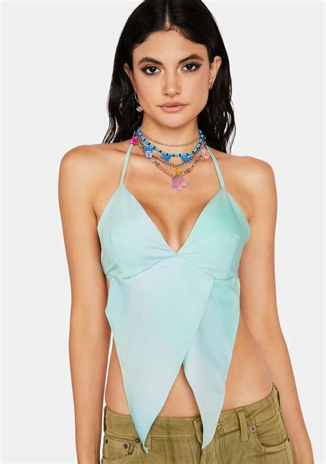 another reason pointed hem halter top blue dolls kill