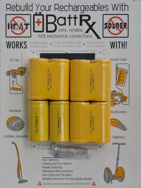 Battrx V Nicad Mah D Cell Rechargeable Battery Repair Kit With