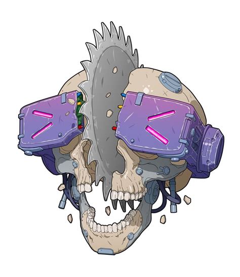 Cyberpunk Skull On Behance Skull Art Drawing Skull Art Cyberpunk