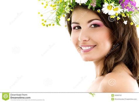 Beauty Summer Portrait Of Young Beautiful Woman Face With