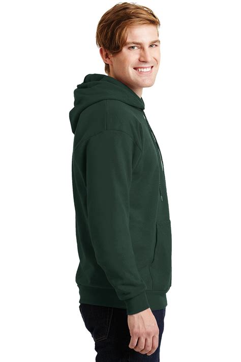 Hanes Ecosmart Pullover Hooded Sweatshirt In Deep Forest With A Custom