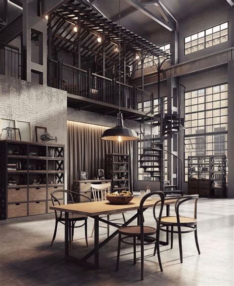 Monochromatic Loft Space Industrial Decor Kitchen Industrial Design