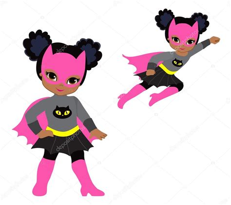 Cute Superhero Girl Vector Clip Art Set — Stock Vector