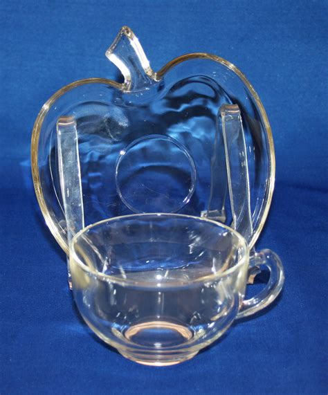 Vintage Hazel Atlas Glass Teacup And Apple Shaped Saucer The Orchard