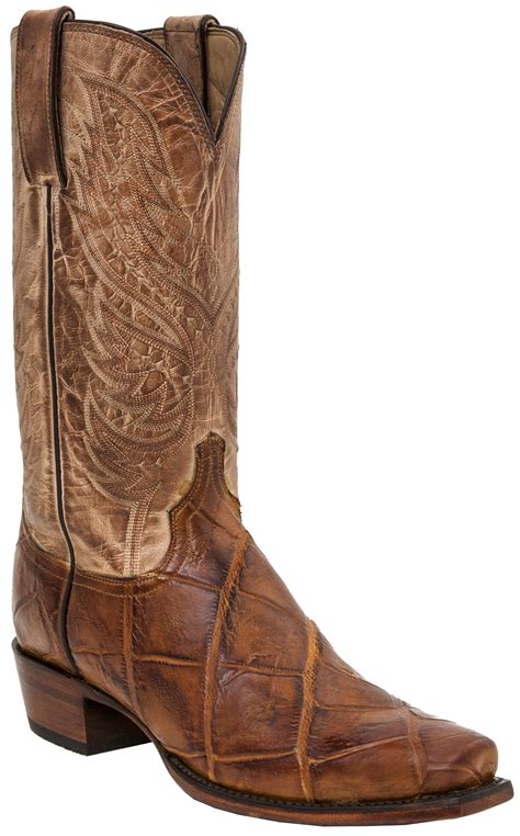 Lucchese Mens Rex Alligator Western Boots Square Toe Sheplers