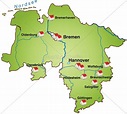Karte von Niedersachsen als Infografik in Grün - Lizenzfreies Bild ...