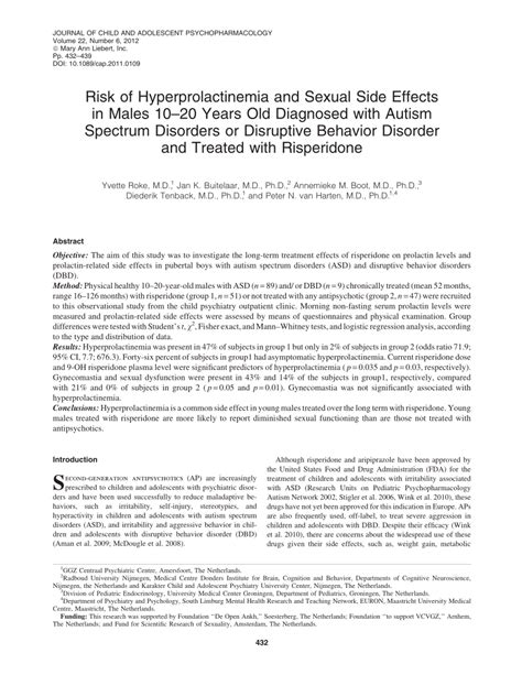 pdf risk of hyperprolactinemia and sexual side effects in males 10 20 years old diagnosed with