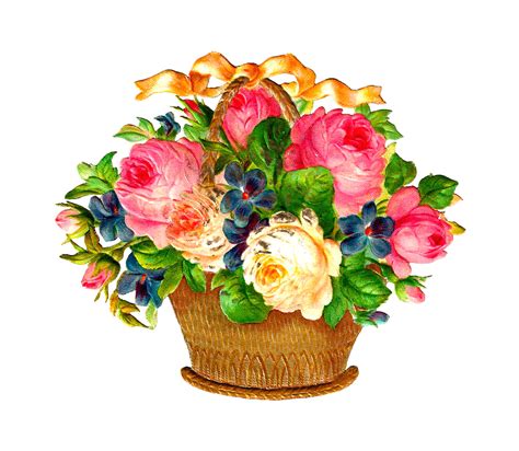 Basket With Flower Clipart Clip Art Library