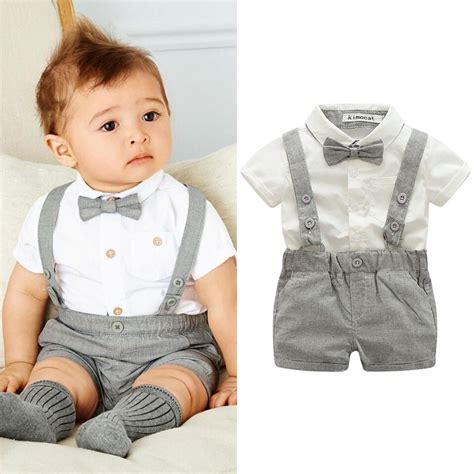 Baby Boy Wedding Formal Suit Bowtie Gentleman Romper Tuxedo Outfit