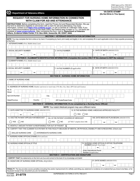 Va Form 21 0779 Download Fillable Pdf Or Fill Online Request For Nursing Home Information In