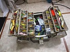 Vintage Plano 8700 7-Tray Fishing Tackle Box FULL, Wooden & Other Lures ...