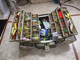 Vintage Plano 8700 7-Tray Fishing Tackle Box FULL, Wooden & Other Lures ...