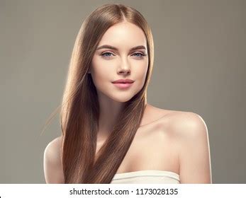 Beautiful Hair Smooth Long Brunette Beauty Stock Photo