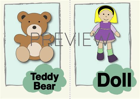 Teddy Bear And Doll Flashcard Gru Languages