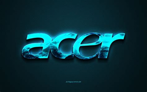 Download Wallpapers Acer Logo Blue Carbon Background Acer Metal Logo