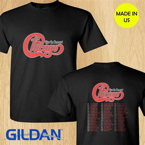 Chicago Band Live In Concert Tour 2019 Black Tee S 2xl Black Tee