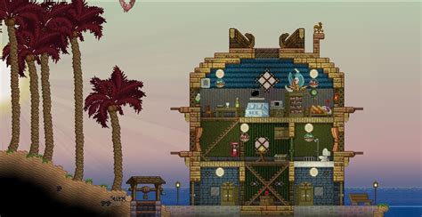 Complete terraria npc house requirements, design tutorial & ideas guide! Creative Building: Beach house (1366×706) | Space aliens ...