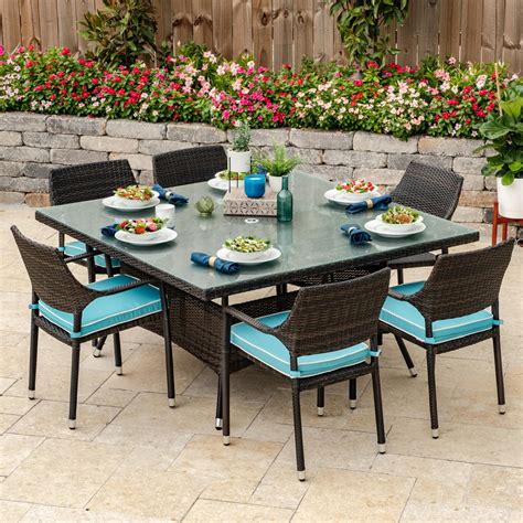 Gentilly 7 Piece Wicker Patio Dining Set W 60 Inch Square Table