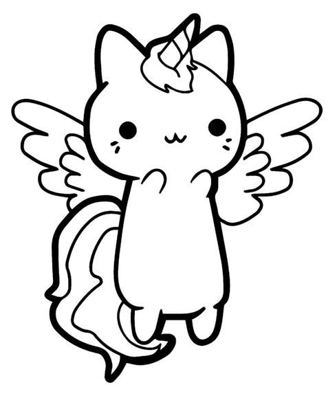 Kawaii Unicorn Cat Coloring Page Free Printable Coloring Pages For Kids