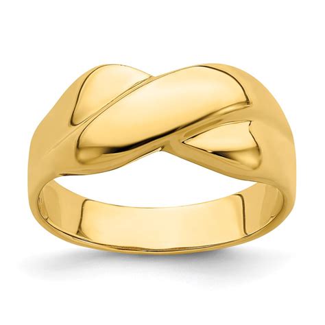 Solid 14k Yellow Gold X Dome Ring Band Size 7