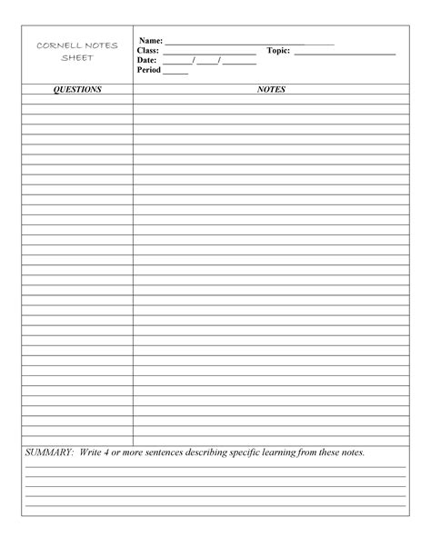 36 Cornell Notes Templates And Examples Word Pdf Templatelab