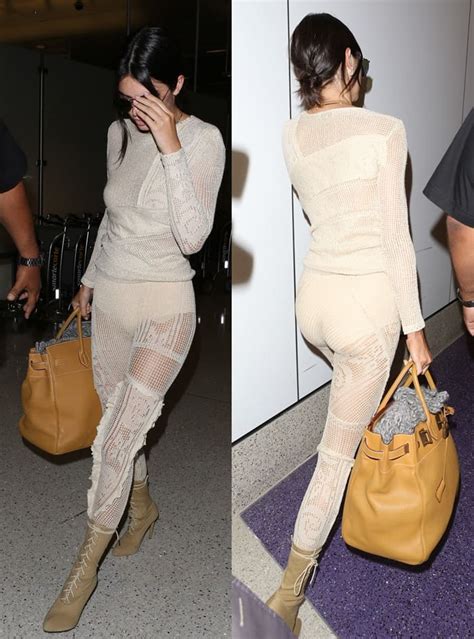 Kendall Jenner Flashes Nipples In Yeezy Stretch Canvas Lace Up Boots