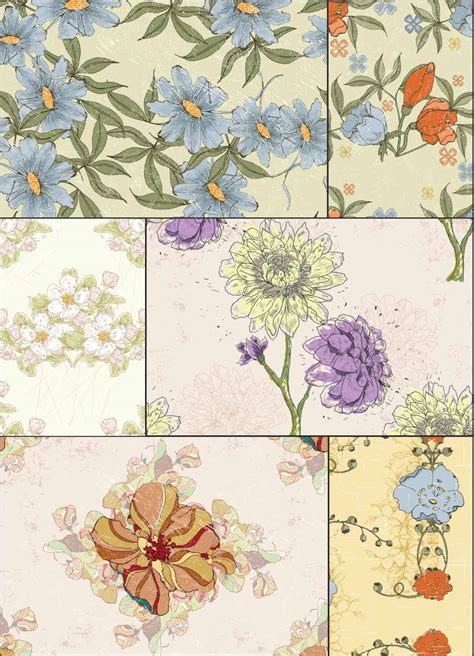 Seamless Flower Patterns Pack Vector Free Download