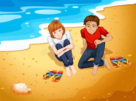 Couple On Tropical Beach Stock Vector Illustration Of Affection 34277071