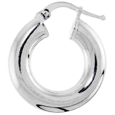 Amazon Com Sterling Silver Italian Hoop Earrings 5mm Thick 3 4 Inch